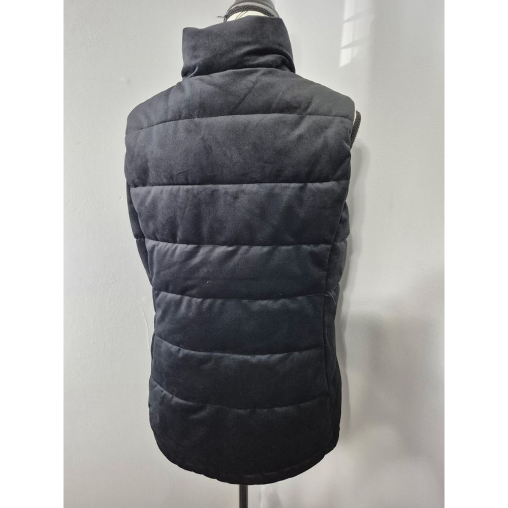 Women's ZEROXPOSUR Black Puffer Faux Suede Soft Zip Up Vest L - Picture 3 of 10